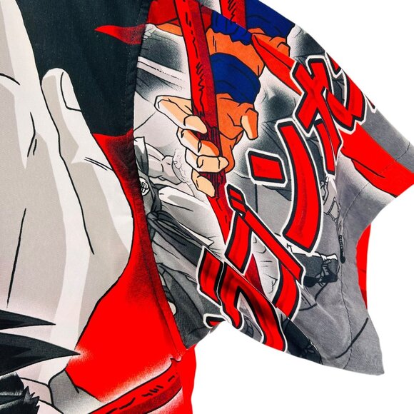 Vtg Dragon Ball Z Anime GOKU Graphic Shirt Y2K All Over Print Button Up Mens Lg - Picture 10 of 14